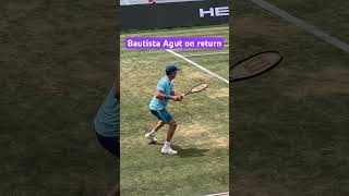 Roberto Bautista Agut on return vs Gael Monfils in Mallorca atp tennis [upl. by Nitsirc]