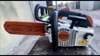 Stihl MS 200T Chainsaw quick start up and running after a tune up [upl. by Acimot308]