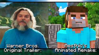 Minecraft Movie Trailer Comparison Live Action VS Animated [upl. by Nollek]