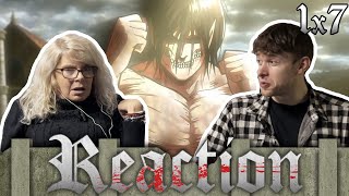 SHOWING MY MOM ATTACK ON TITAN  1x7  REACTION [upl. by Brandtr21]