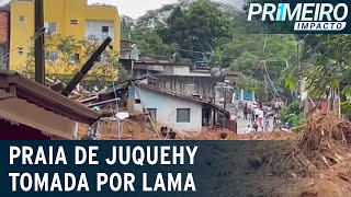 Praia de Juquehy em São Sebastião SP tem lama e desaparecidos  Primeiro Impacto 200223 [upl. by Airtemak]