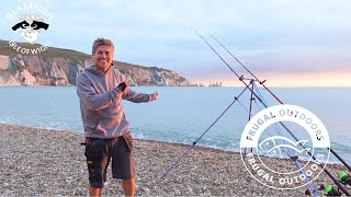 Fishing from the shore next to the needles Alum Bay Congers Sea Fishing uk Isle of Wight [upl. by Eudora]