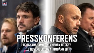 Presskonferens efter IK Oskarshamn – Vimmerby Hockey 16 november [upl. by Ermeena]