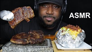 ASMR SEARED RIBEYE STEAK amp LOADED BAKED POTATO MUKBANG NO TALKING TCASMR [upl. by Alys836]