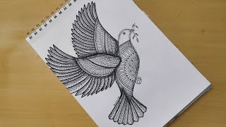 How to draw easy Mandala art of pigeon bird  World Peace day  Zentangle art  Doodle art [upl. by Deyes732]