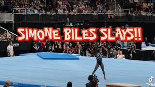 Simone Biles SLAYS floor exercise night 2 of the 2023 US Gymnastics Championships [upl. by Adnilec501]