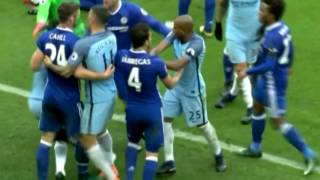 SERGIO AGUERO HORRIFIC TACKLE ON DAVID LUIZ SENT OFF MANCHESTER CITY 13 CHELSEA [upl. by Aiynot]