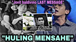 JOVIT BALDIVINO Last Message Cause of Death Brain Aneurysm [upl. by Ainalem624]