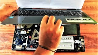 How to Disassemble a Laptop Acer Aspire E15 Series E5 Upgrade RAM HDD Cleaning Cooling Fan [upl. by Teddie]