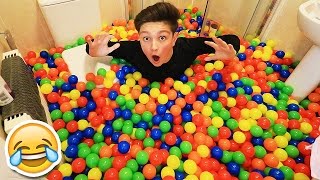 CRAZY INDOOR BALL PIT CHALLENGE Plastic Ball Prank [upl. by Assilac]