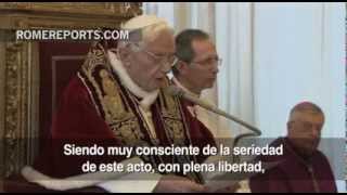 Resumen 2013 Febrero Benedicto renuncia [upl. by Kamillah37]