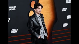 Timothée Chalamet zollt Bob Dylan Tribut auf dem roten Teppich [upl. by Alyahs]