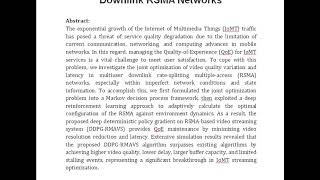 Intelligent QoE Management for IoMT Streaming Services in Multiuser Downlink RSMA Networks [upl. by Oirramed294]