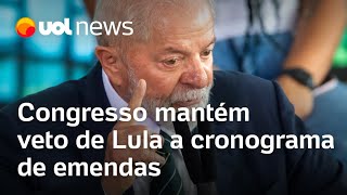 Congresso mantém veto de Lula a cronograma de emendas após acordo com governo [upl. by Given]