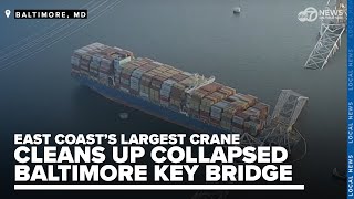 East Coasts largest crane cleans up collapsed Baltimore Key Bridge [upl. by Wiles888]