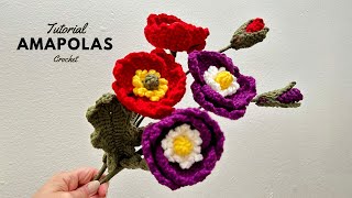 Tutorial Amapolas a Crochet💚Mayelin Ros [upl. by Milburt422]