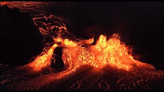 Vigorous lava fountaining from new vents in Halema‘uma‘u Kīlauea volcano — June 7 2023 [upl. by Avin]