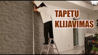 Kaip klijuoti tapetus  Flizelino tapetų klijavimas su rašto derinimu [upl. by Asilej]