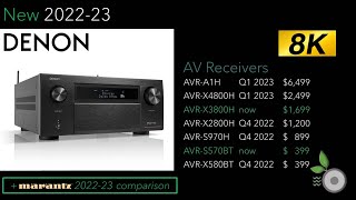 New Denon AV Receivers 202223 vs Marantz Cinema  AHRA1H AVRX3800H AVRX4800H AVRX2800H more [upl. by Hairu798]