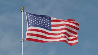 4K 10 Hours American Flag Waving in Blue Sky Relaxing screensaver with USA flag on a flagpole [upl. by Julianna]