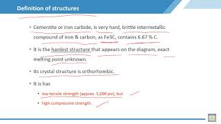 Material Science  2  C8L6  Definition of structures Cementite [upl. by Ecnerolf379]