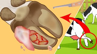 ASMR RottenInfected Cow hoof peeling  satisfying treatment animation [upl. by Moyer]