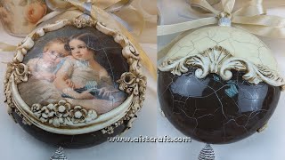 Decoupage Ideas Victorian Christmas Ornaments Tutorial [upl. by Bushey784]