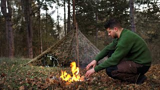 Autumn bushcraft camping with Old School Czechoslovakian Zeltbahn [upl. by Ekaterina]