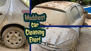 Deep cleaning a flooded peugeot 206muddiest everinsane satisfying disaster detail transformation [upl. by Stubbs]