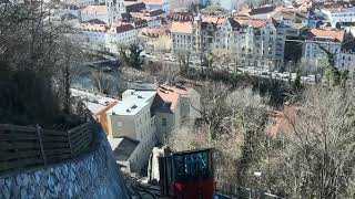 Grazer Schloßbergbahn Fahrt mit Panoramablick im Frühling [upl. by Egoreg]