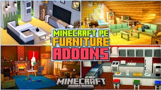 🎖️BEST FURNITURE ADDONS for BEDROCK  MINECRAFT PE 120 addons [upl. by Ander512]