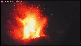 Jan 7 2024 night Large Strombolian eruption from Semeru volcano Indonesia [upl. by Tioneb]