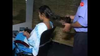 Massaing long hair with oil  weekly routine [upl. by Ikeda]