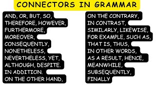 CONNECTORS IN ENGLISH WITH EXPLANATION l ENGLISH GRAMMAR LESSON [upl. by Nicolette602]