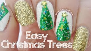 Easy Christmas Tree Nail Art [upl. by Nraa677]