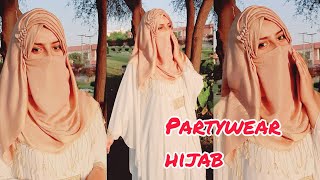 Party Niqab Tutorial By shanza  Fancy Hijab Style Very Easy and full coverage [upl. by Riccio444]