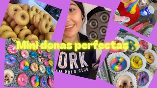 Receta de mini donas perfectas 🍩🤤🍩 💙💜💛🧡💗 [upl. by Azmuh]