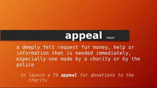 appeal  Meaning of appeal  Definition of appeal  Pronunciation of appeal [upl. by Ahsirhcal305]