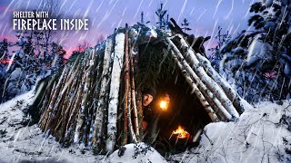 Building a Warm Shelter to Survive HEAVY SNOW 3 Day Winter Camping [upl. by Oconnor]