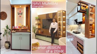 Interior Design of 2bhk  Home Tour Kharghar Navi Mumbai  TV unit Mandir Open Kitchen Design Ideas [upl. by Prudie]