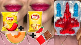 Weird food ASMR COMBOS‼️ CHIPS amp chocolate 🍫 warplane ✈️ fork 🍴 satisfying food challenge [upl. by Streeto]