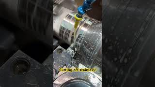 Machining stainless steel parts in the engine lathe Carbide parting tool enginelathe lathe e [upl. by Atteval797]