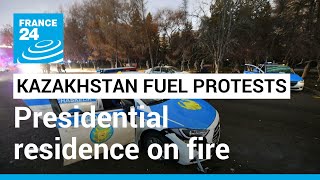 Kazakhstan fuel protests Presidential residence on fire in Almaty • FRANCE 24 English [upl. by Jed669]