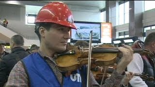 Flash mob at Bucharest international airport [upl. by Ecital786]