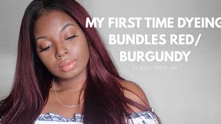 First Time  Dyeing Bundles Burgundy without bleach ft Beauty Forever Hair [upl. by Rufena252]