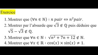 Solution Dexercice sur la Logique  raisonnement par labsurde  logique et raisonnement [upl. by Damon980]