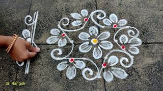 2 Friday Rangoli Designs 5x3 dots small daily kolam designs Small Muggulu With border SriRangoli [upl. by Harmonia]