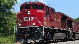 CP SD70ACU 7030 the quotStrathcona Tributequot leads CSX empty military train S631 in Manville NJ [upl. by Euqininod836]