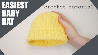 how to crochet a baby hat 03 months  easy tutorial for beginners [upl. by Orgel]