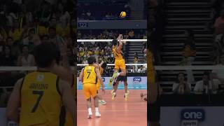 Josh Ybanez with the solo block against Dryx volleyballworld villagelife schoollife [upl. by Kerk]